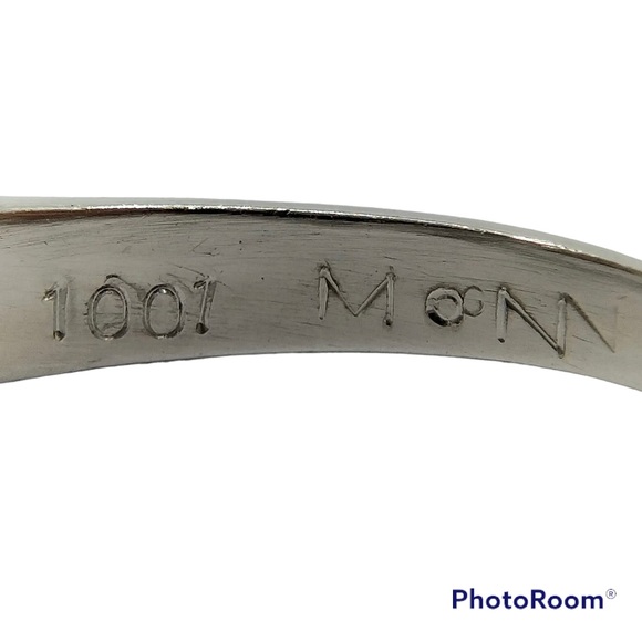 Platinum 900 1Carat Natural Diamond Semi V Ring - Picture 6 of 7